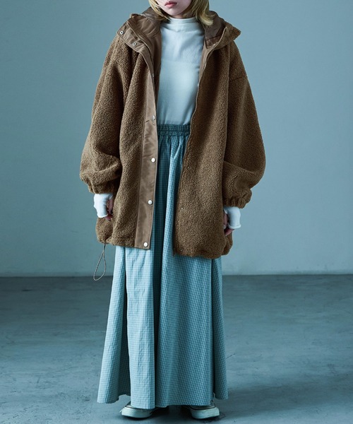 Fashion Letter（ファッションレター）の「ボア ビッグシルエット フードブルゾン（ダウンジャケット/コート・レディース・ブラック/モカ/アイボリー・M/L）」の13枚目の写真