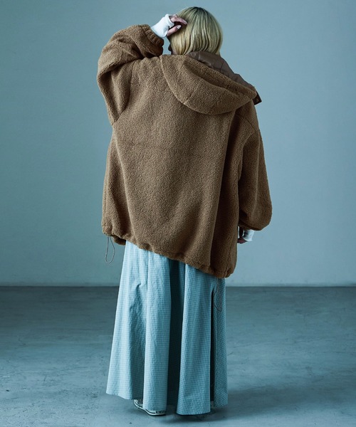 Fashion Letter（ファッションレター）の「ボア ビッグシルエット フードブルゾン（ダウンジャケット/コート・レディース・ブラック/モカ/アイボリー・M/L）」の16枚目の写真