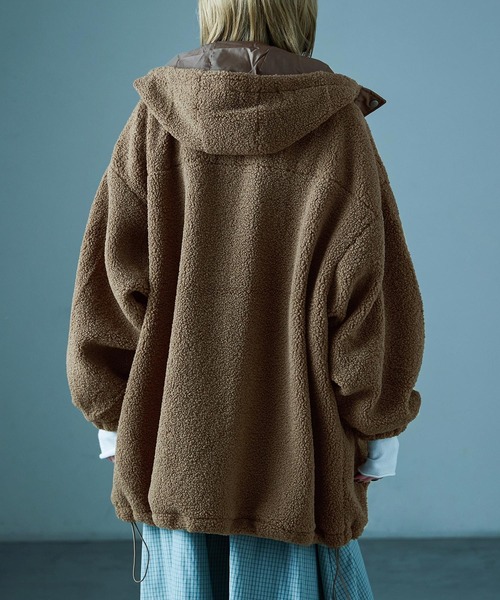 Fashion Letter（ファッションレター）の「ボア ビッグシルエット フードブルゾン（ダウンジャケット/コート・レディース・ブラック/モカ/アイボリー・M/L）」の17枚目の写真