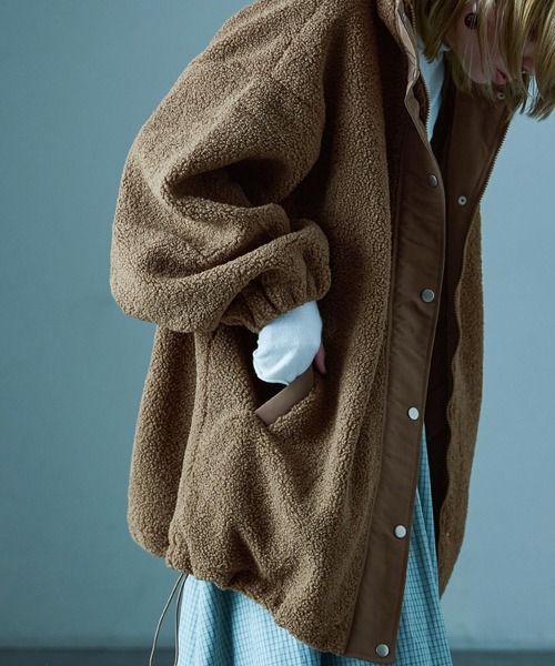 Fashion Letter（ファッションレター）の「ボア ビッグシルエット フードブルゾン（ダウンジャケット/コート・レディース・ブラック/モカ/アイボリー・M/L）」の18枚目の写真