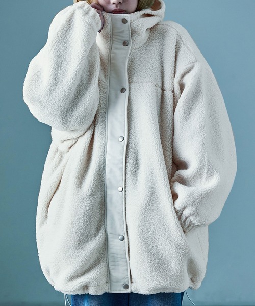 Fashion Letter（ファッションレター）の「ボア ビッグシルエット フードブルゾン（ダウンジャケット/コート・レディース・ブラック/モカ/アイボリー・M/L）」の21枚目の写真