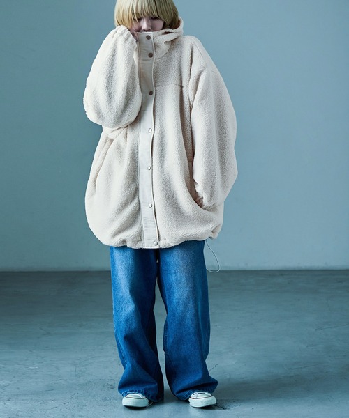 Fashion Letter（ファッションレター）の「ボア ビッグシルエット フードブルゾン（ダウンジャケット/コート・レディース・ブラック/モカ/アイボリー・M/L）」の22枚目の写真