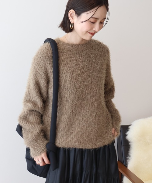 AMERICAN HOLIC(アメリカンホリック)の「【WEB限定】フェザーゆるニットプルオーバー(ニット/セーター・レディース・ライトグレー/モカ/サックスブルー/チャコールグレー・M/L)」の3枚目の写真