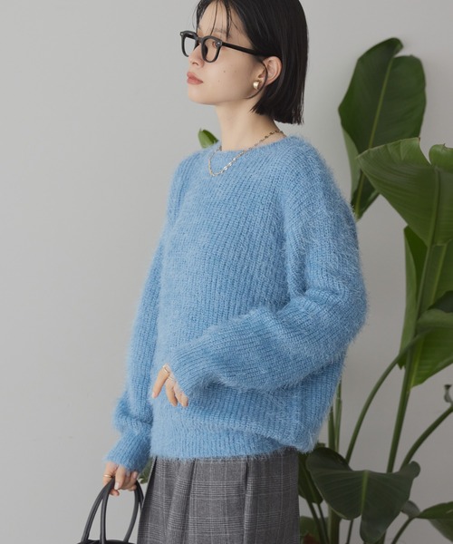 AMERICAN HOLIC(アメリカンホリック)の「【WEB限定】フェザーゆるニットプルオーバー(ニット/セーター・レディース・ライトグレー/モカ/サックスブルー/チャコールグレー・M/L)」の5枚目の写真