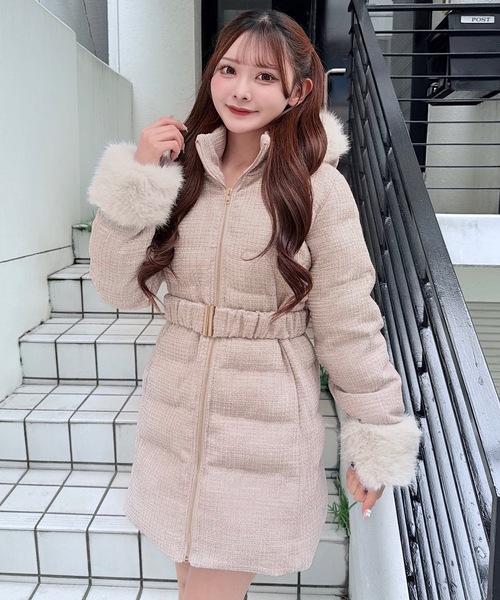 NOMAE（ノーマエ）の「ラメツィードロングダウンコート（ダウン