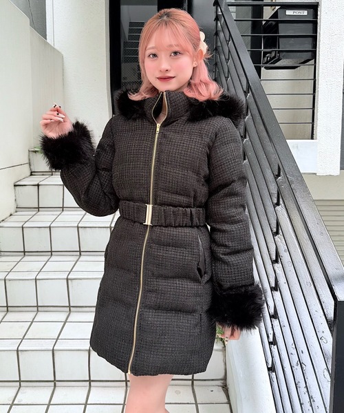 セール】ラメツィードロングダウンコート（ダウンジャケット/コート