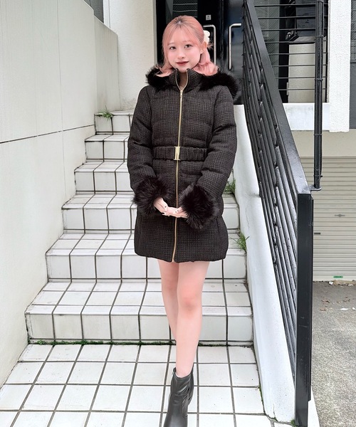 セール】ラメツィードロングダウンコート（ダウンジャケット/コート