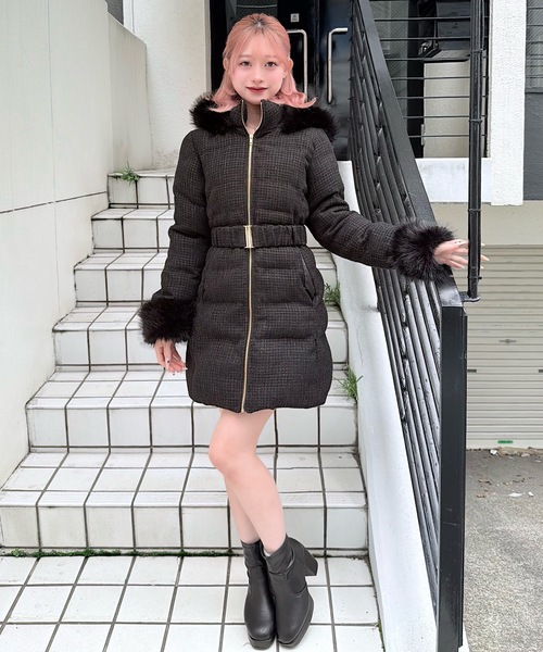 セール】ラメツィードロングダウンコート（ダウンジャケット/コート