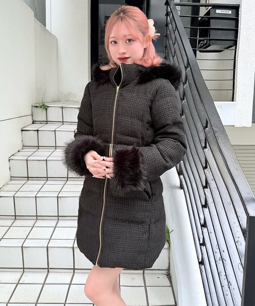 NOMAE（ノーマエ）の「ラメツィードロングダウンコート（ダウン