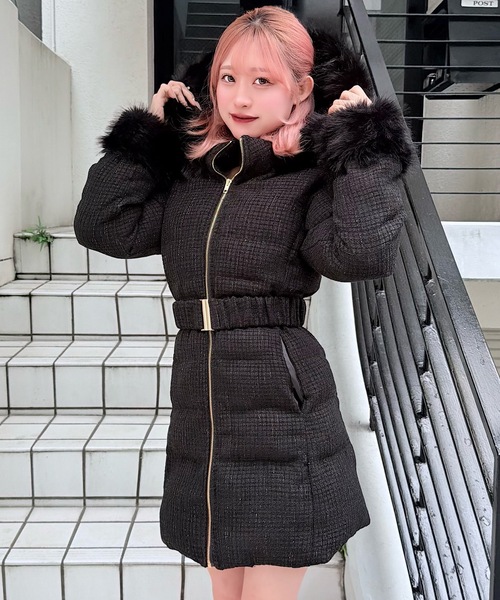 セール】ラメツィードロングダウンコート（ダウンジャケット/コート