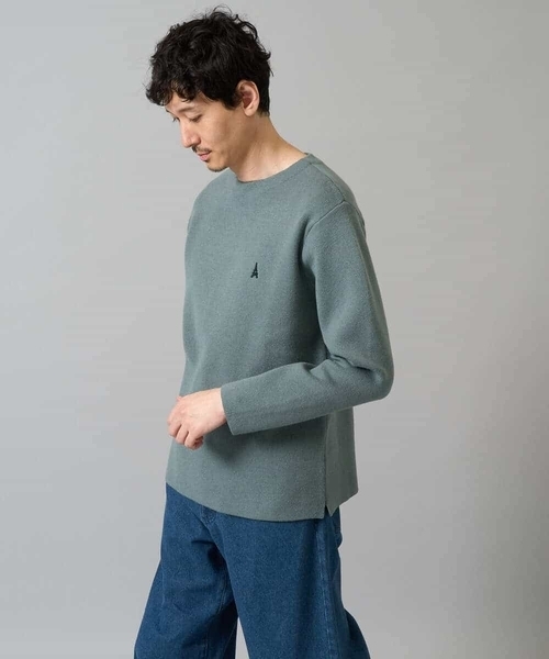 a.v.v(アーヴェヴェ)の「【洗濯機で洗える】ワンポイント刺繍ボートネックニット(ニット/セーター・メンズ・アイボリー/ネイビー/ミント・44/46/48/50)」の19枚目の写真