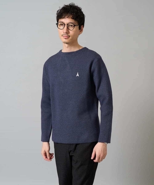 a.v.v(アーヴェヴェ)の「【洗濯機で洗える】ワンポイント刺繍ボートネックニット(ニット/セーター・メンズ・アイボリー/ネイビー/ミント・44/46/48/50)」の20枚目の写真