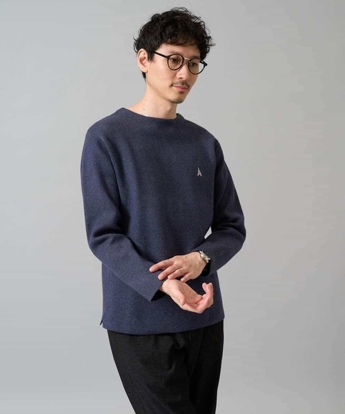 a.v.v(アーヴェヴェ)の「【洗濯機で洗える】ワンポイント刺繍ボートネックニット(ニット/セーター・メンズ・アイボリー/ネイビー/ミント・44/46/48/50)」の21枚目の写真