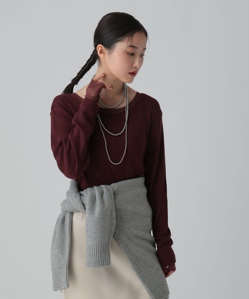 LEPSIM(レプシィム)の「針抜きテレコインナー 601689(Tシャツ/カットソー・レディース・チャコールグレー/アイボリー/ブラック/ブラウン・FREE)」の4枚目の写真