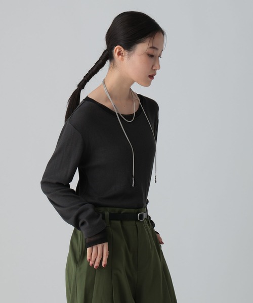 LEPSIM(レプシィム)の「針抜きテレコインナー 601689(Tシャツ/カットソー・レディース・チャコールグレー/アイボリー/ブラック/ブラウン・FREE)」の3枚目の写真