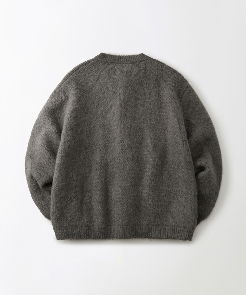 OUTSTANDING(アウトスタンディング)の「BRUSHED WOOL ROUND NECK CARDIGAN_MELANGE GRAY(カーディガン/ボレロ・メンズ・その他・SMALL/MEDIUM/LARGE)」の2枚目の写真