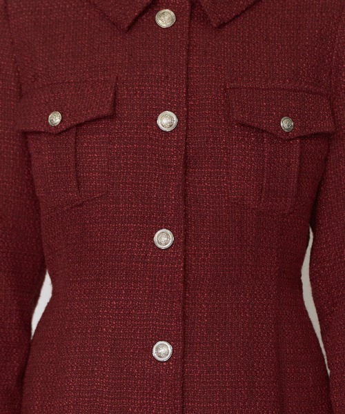 REDYAZEL(レディアゼル)の「エンブレムボタンツイードシャツミニワンピース(ワンピース・レディース・オフホワイト/ボルドー/ネイビー/ブルー/イエロー・MEDIUM/SMALL)」の13枚目の写真