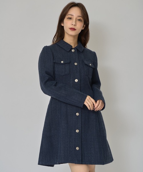 REDYAZEL(レディアゼル)の「エンブレムボタンツイードシャツミニワンピース(ワンピース・レディース・オフホワイト/ボルドー/ネイビー/ブルー/イエロー・MEDIUM/SMALL)」の16枚目の写真