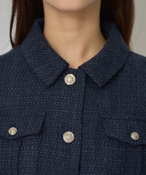 REDYAZEL(レディアゼル)の「エンブレムボタンツイードシャツミニワンピース(ワンピース・レディース・オフホワイト/ボルドー/ネイビー/ブルー/イエロー・MEDIUM/SMALL)」の19枚目の写真