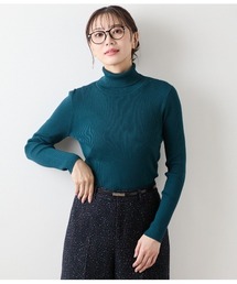 【手洗い可能】レーヨンポリストレッチ リブタートルネックプルオーバー