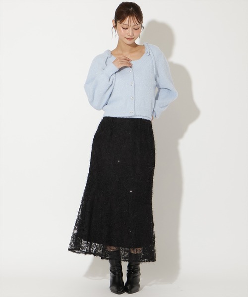 AND COUTURE(アンドクチュール)の「へアリーレースマーメイドスカート(スカート・レディース・ホワイト系その他/ブラック系その他・SMALL/MEDIUM)」の2枚目の写真