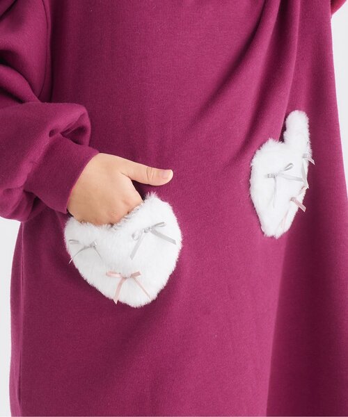 セール】【あったか】裏シャギーハートポケットワンピース_ジュニア