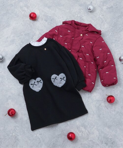 apres les cours(アプレレクール)の「【あったか】裏シャギーハートポケットワンピース_ジュニア対応(ワンピース・キッズ・ブラック/サックスブルー/ローズ・80/90/100/110/120/130/140)」の9枚目の写真