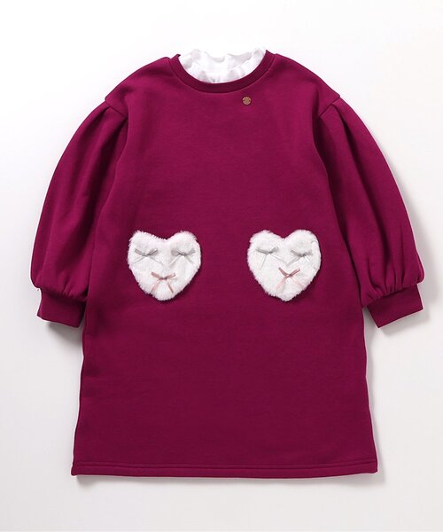 apres les cours(アプレレクール)の「【あったか】裏シャギーハートポケットワンピース_ジュニア対応(ワンピース・キッズ・ブラック/サックスブルー/ローズ・80/90/100/110/120/130/140)」の17枚目の写真