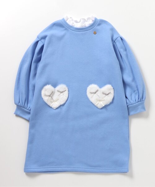 apres les cours(アプレレクール)の「【あったか】裏シャギーハートポケットワンピース_ジュニア対応(ワンピース・キッズ・ブラック/サックスブルー/ローズ・80/90/100/110/120/130/140)」の4枚目の写真