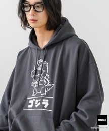 【GODZILLA/ゴジラ】ゴジラ キングギドラ オリジナルデザイン ビッグシルエット 裏起毛 プルオーバーパーカー フーディー ドロップショルダー オーバーサイズ