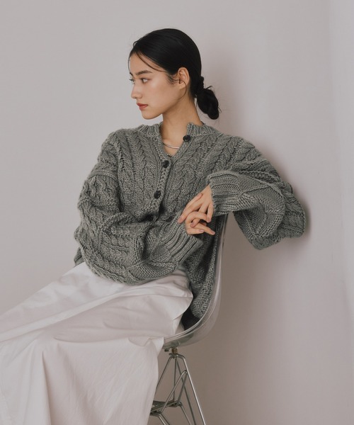 セール】混合パターン編みハンドニットカーディガン【ユニセックス