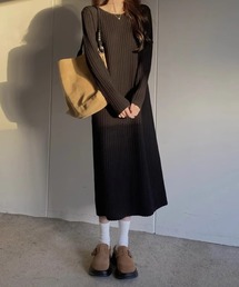 太リブロングワンピース
