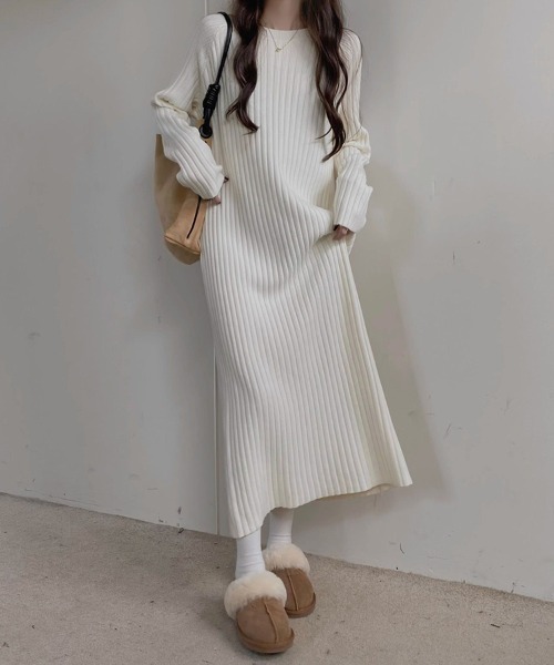SallyLunn(サリーラン)の「太リブロングワンピース(ワンピース・レディース・ホワイト/ブラック・LARGE/MEDIUM)」の9枚目の写真