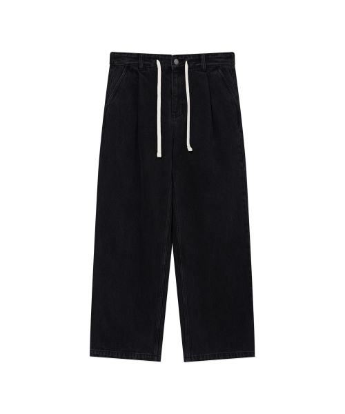 COVERNAT(カバーナット)の「2タックストリングデニムパンツ ブラック(デニムパンツ・レディース・その他・MEDIUM/SMALL/LARGE/X-LARGE)」の1枚目の写真