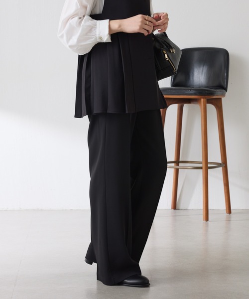 COLLAGE GALLARDAGALANTE(コラージュガリャルダガランテ)の「ツイルフレアパンツ/セットアップ可/セレモニー(その他パンツ・レディース・ブラック/ベージュ・0/1)」の8枚目の写真
