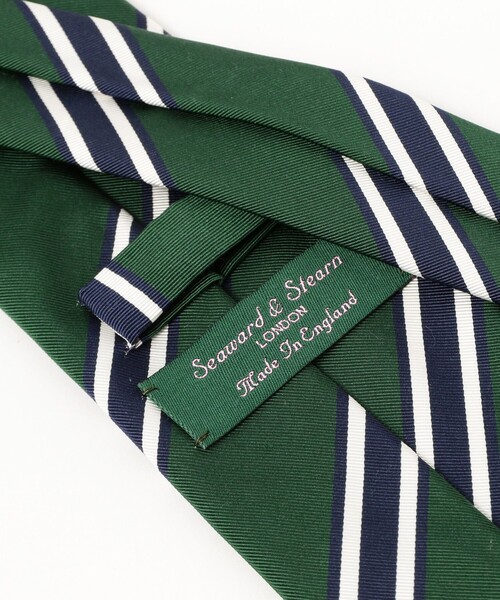 Seaward&stearn(シーワードスターン)の「Seaward & Stearn / シルクコットン ストライプ ネクタイ(ネクタイ・メンズ・ネイビー/グリーン系その他5・ONE SIZE)」の4枚目の写真