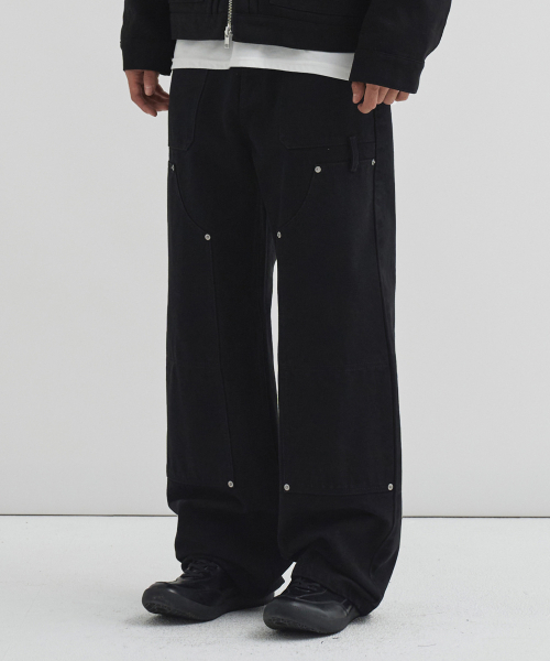 DRAW FIT（ドローフィット）の「ウォッシュドダブルニカーペンターワークパンツ[ブラック]（デニムパンツ・メンズ・その他・X-LARGE/LARGE/MEDIUM）」の3枚目の写真
