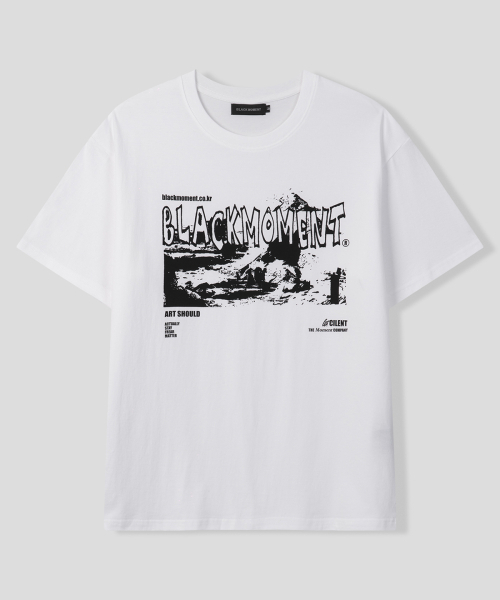 BLACK MOMENT（ブラックモーメント）の「グランジシェードレタリンググラフィックオーバーサイズ半袖Tシャツ[ホワイト]（Tシャツ/カットソー・メンズ・ホワイト・SMALL/MEDIUM/LARGE）」の2枚目の写真