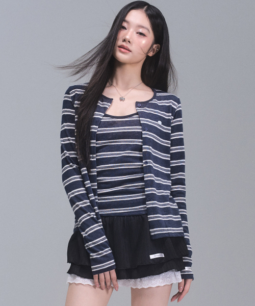 ZEROPLANET（ゼロプラネット）の「キャリーストライプカーディガンセット[NAVY]（カーディガン/ボレロ・レディース・ネイビー・FREE）」の3枚目の写真
