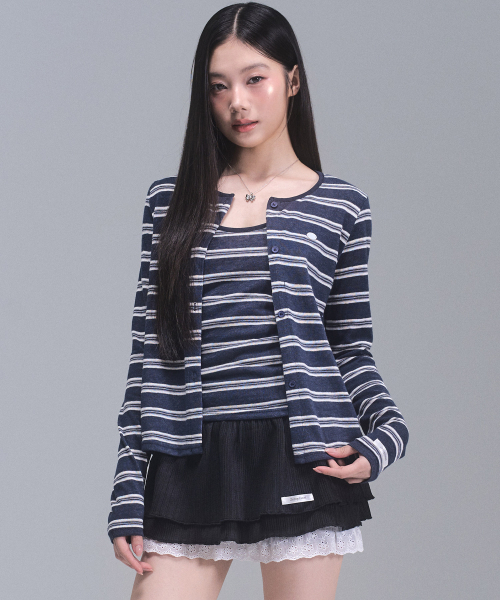ZEROPLANET（ゼロプラネット）の「キャリーストライプカーディガンセット[NAVY]（カーディガン/ボレロ・レディース・ネイビー・FREE）」の4枚目の写真