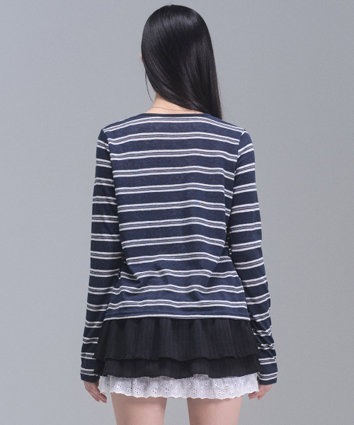 ZEROPLANET（ゼロプラネット）の「キャリーストライプカーディガンセット[NAVY]（カーディガン/ボレロ・レディース・ネイビー・FREE）」の5枚目の写真