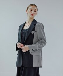 Two Button Single Jacket Mix Black