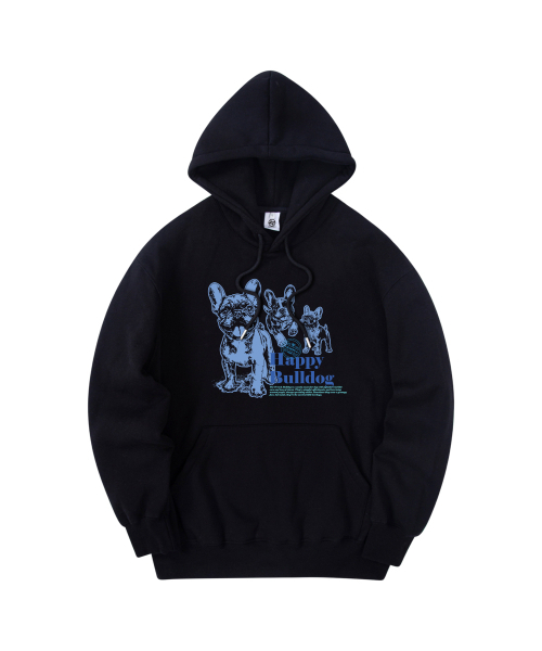 RADINEO(ラディネオ)の「ハッピーブルドッグ フードパーカー ブラック(パーカー・メンズ・その他・MEDIUM/LARGE/X-LARGE)」の1枚目の写真
