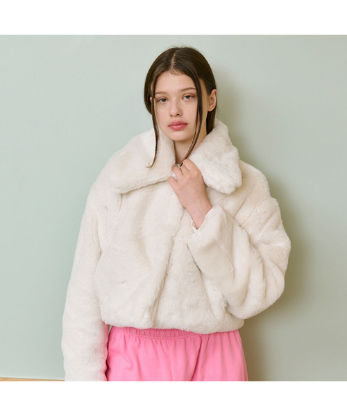 CROP FUR JACKET [IVORY]