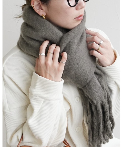 reca（レカ）の「ビッグフリンジストール（ストール/ショール・レディース・オレンジ/アイボリー/ブルー/グレー/ライム・ONE SIZE）」の2枚目の写真