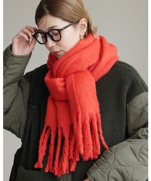 reca（レカ）の「ビッグフリンジストール（ストール/ショール・レディース・オレンジ/アイボリー/ブルー/グレー/ライム・ONE SIZE）」の5枚目の写真