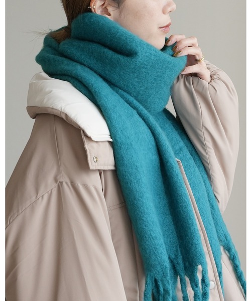 reca（レカ）の「ビッグフリンジストール（ストール/ショール・レディース・オレンジ/アイボリー/ブルー/グレー/ライム・ONE SIZE）」の4枚目の写真