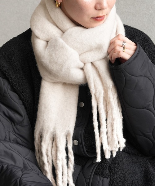 reca（レカ）の「ビッグフリンジストール（ストール/ショール・レディース・オレンジ/アイボリー/ブルー/グレー/ライム・ONE SIZE）」の6枚目の写真