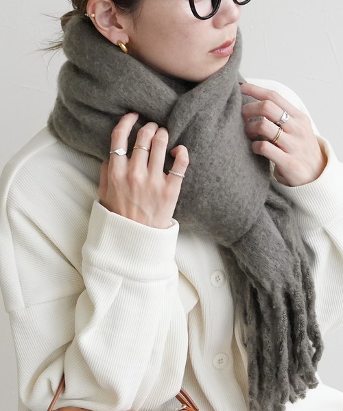 reca（レカ）の「ビッグフリンジストール（ストール/ショール・レディース・オレンジ/アイボリー/ブルー/グレー/ライム・ONE SIZE）」の10枚目の写真