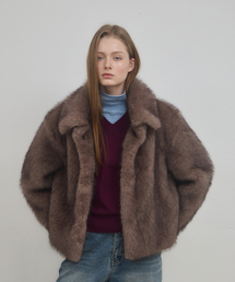ANC CLOUD VELOUR FUR JACKET_BROWN